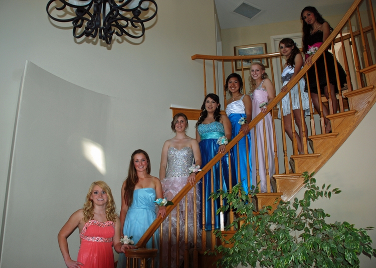 2012 Prom 42 Cassidy, Alex, Kim, Megan, Abrianna, Loren, Diana, Jade on Stairs.jpg